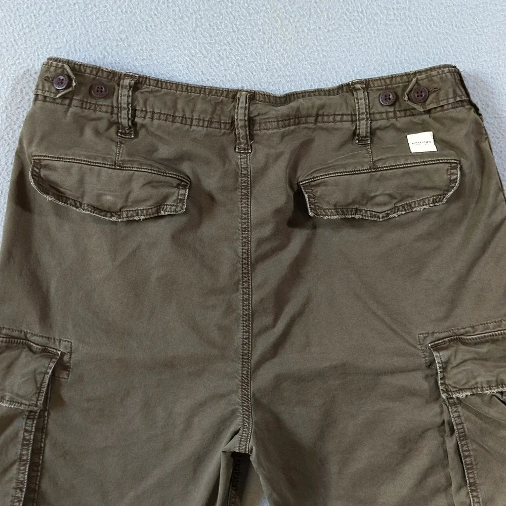 American Eagle Cargo Pants Mens 32x30 Brown Baggy Straight Leg Distressed